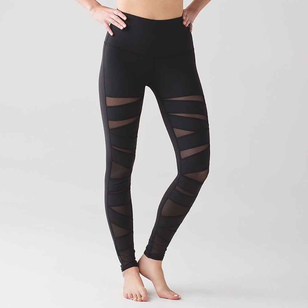 Black Lululemon Mesh Striped Leggings